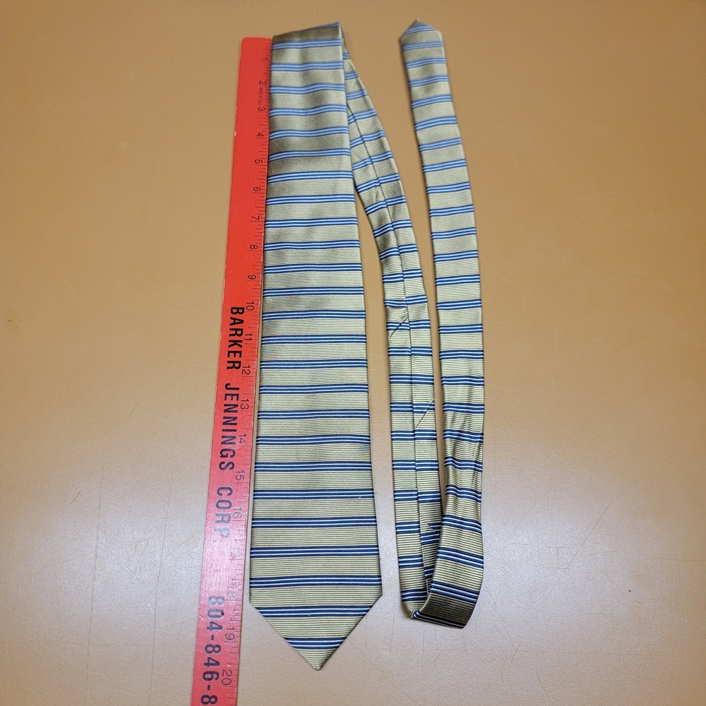 Jos. A. Bank Executive Collection Mens Silk Tie Gold Navy Blue Striped RN31608